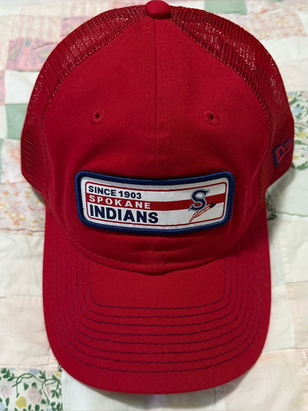 New Era Spokane Indians Baseball Red Mesh Trucker Cap Hat One Size Unisex Adult